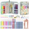 Looen 61Pcs Ergonomic Crochet Hooks Set, 22size (0.75mm-10mm), with Case for Arthritic Hands, Extra Long Crochet Needles, Nice Gift (Green)
